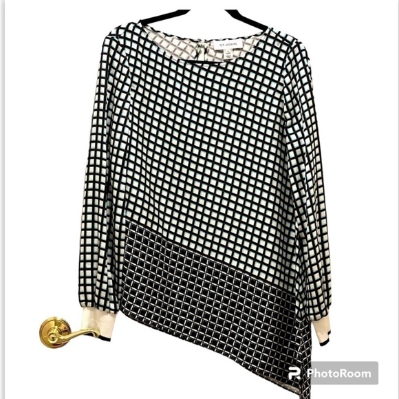 St. John Tops - ST. JOHN Tunic Top Blouse 95% silk Asymmetrical medium